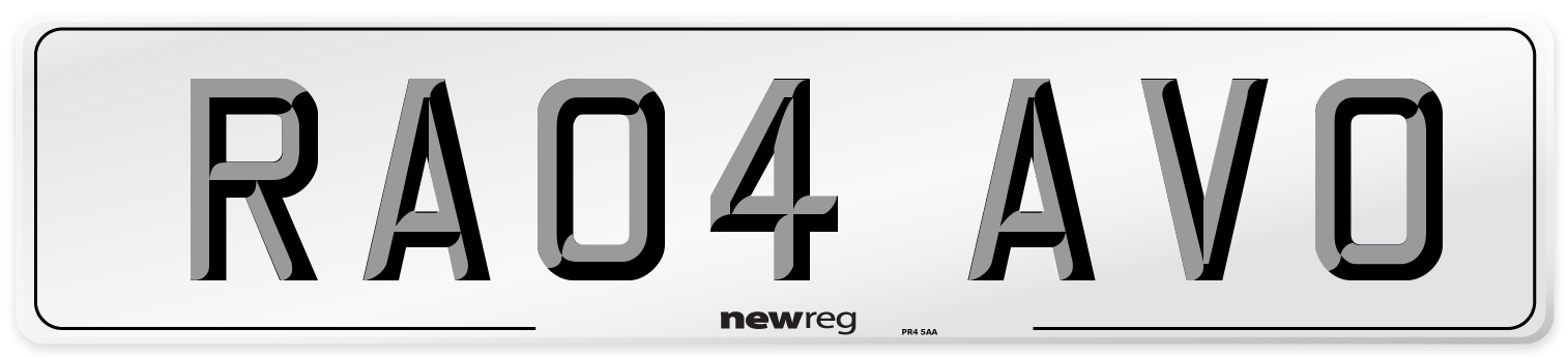 RA04 AVO Number Plate from New Reg